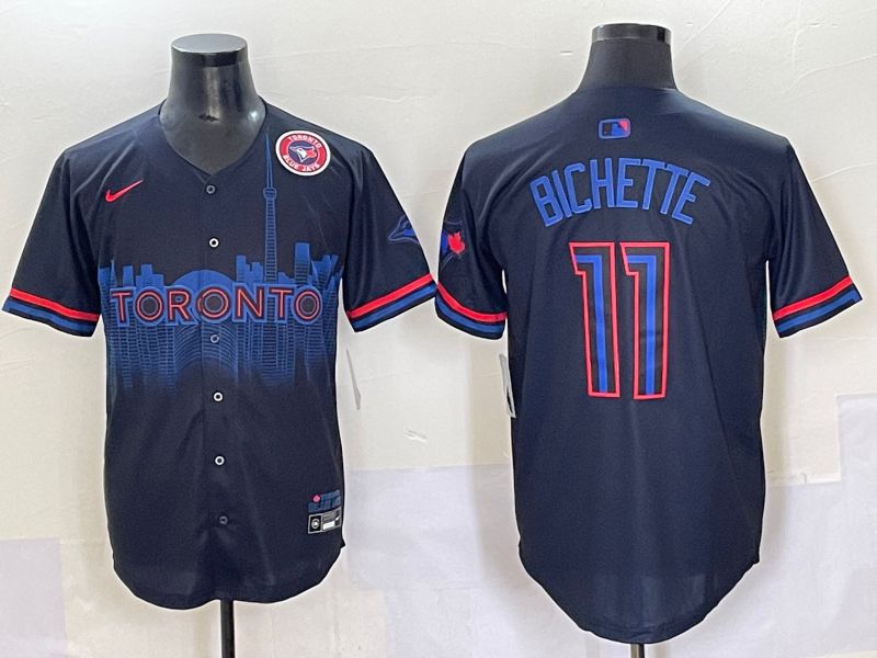 Men 2025 Toronto Blue Jays 11 Bichette Black Joint Name Nike MLB Jersey style 6